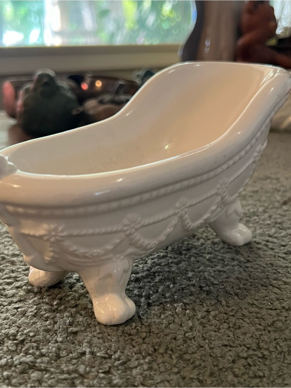 Vintage Ceramic Clawfoot Decorative Soap Dish EUC 8” by 3”